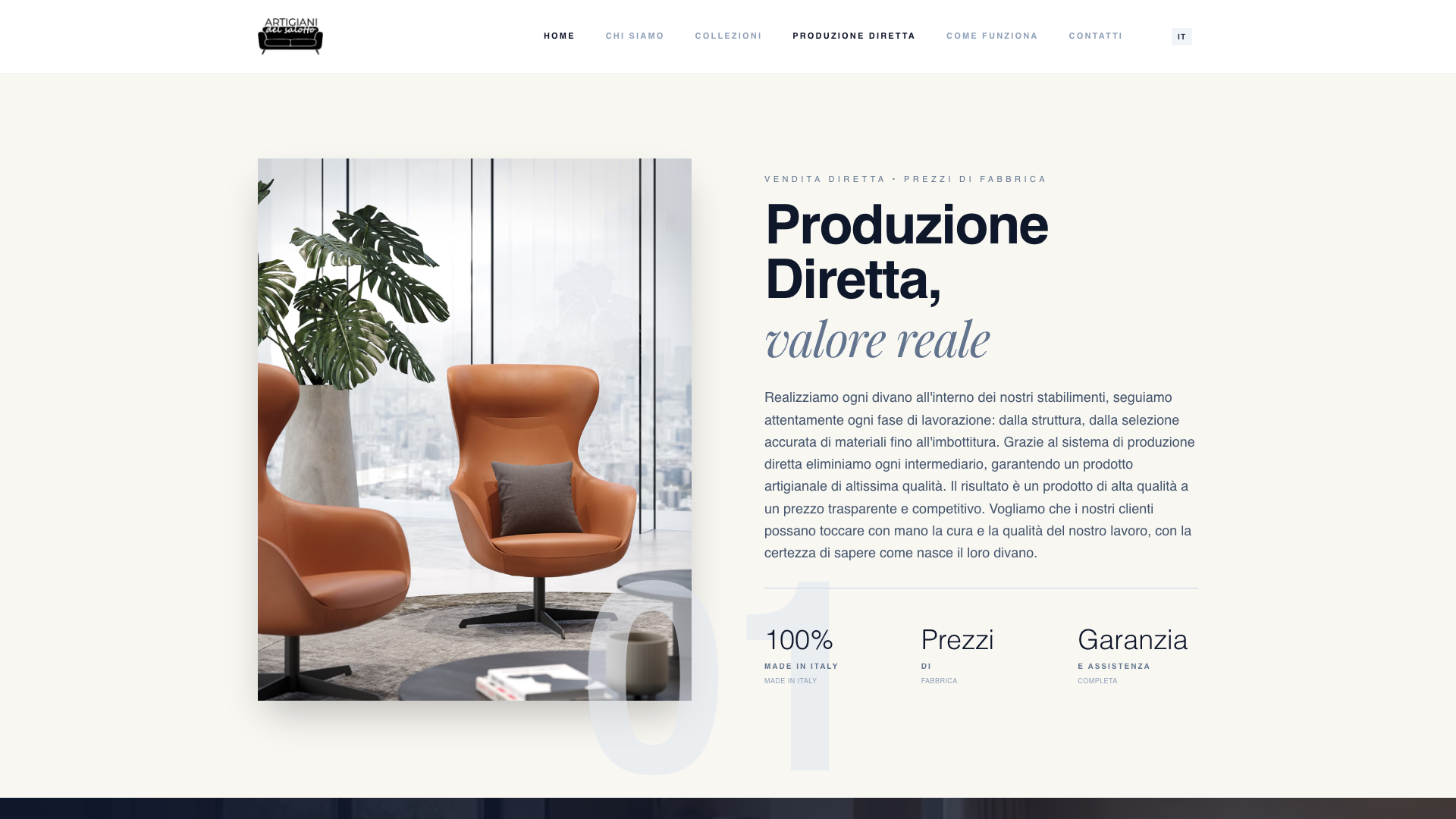 Artigiani del Salotto — Sito prodotto per la produzione diretta di divani