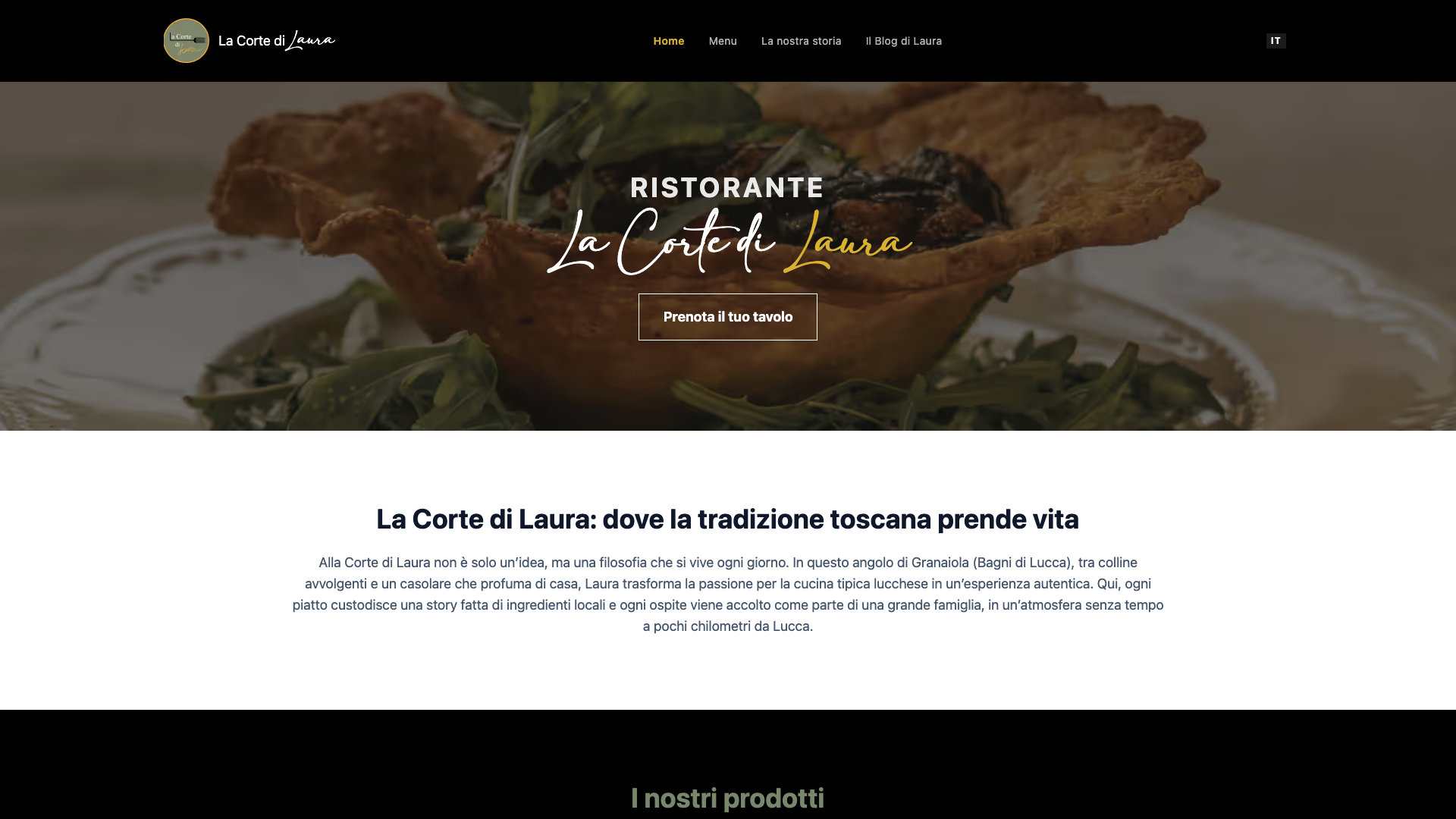 La Corte di Laura — Sito web per ristorante tipico toscano