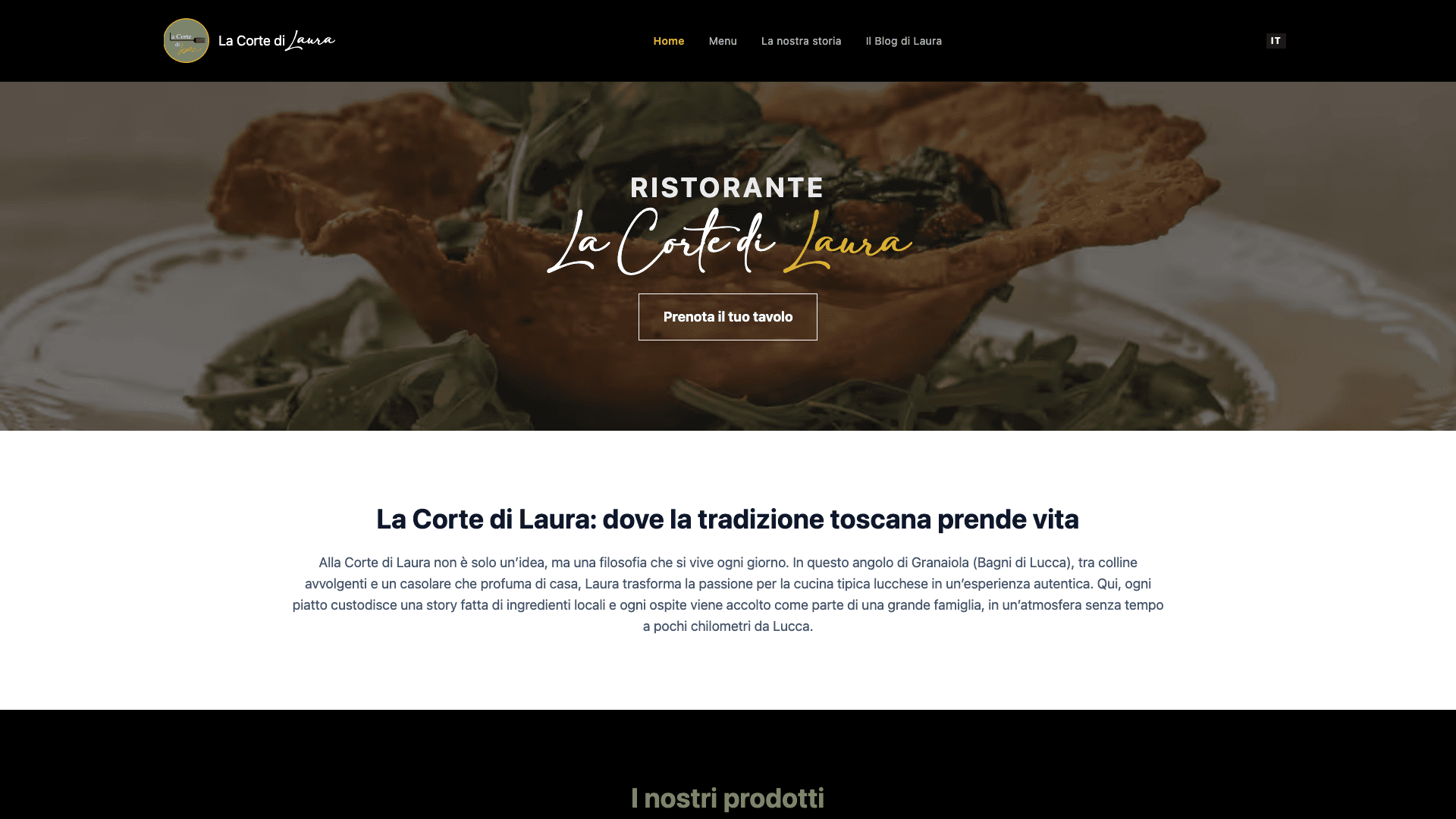 La Corte di Laura — Sito web per ristorante tipico toscano
